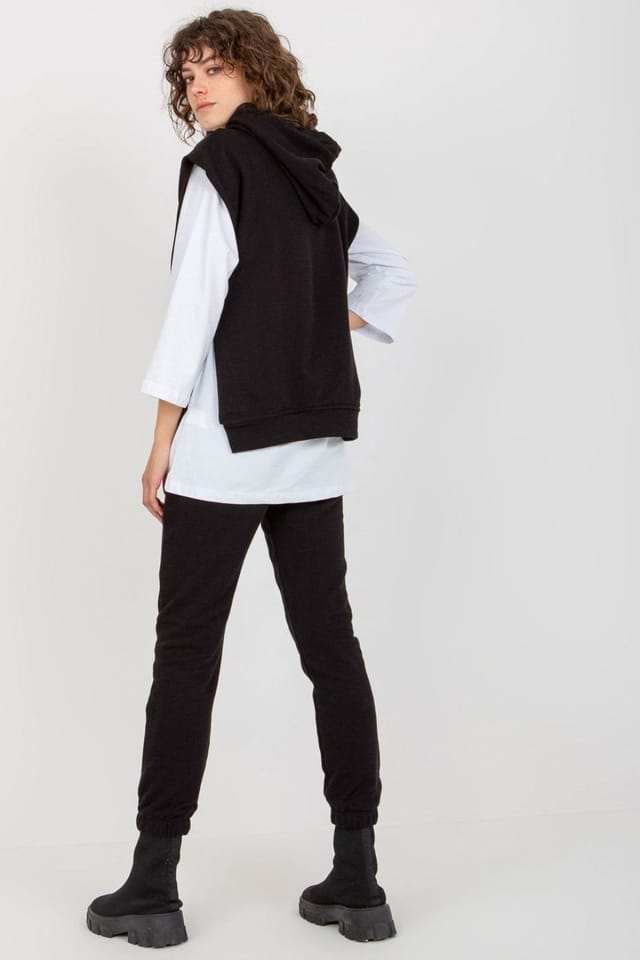 Love Lace Love Lace Women's Hooded Sweatshirt Blouse Sweatpants Set in Black - 3