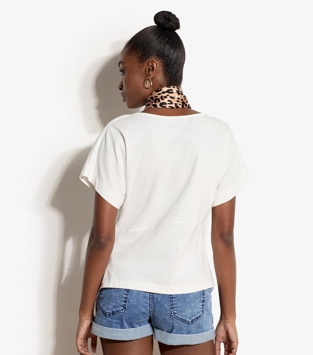 Apricot Women's White Cotton Asymmetric Gathered Side T-Shirt Apricot New Look - 3