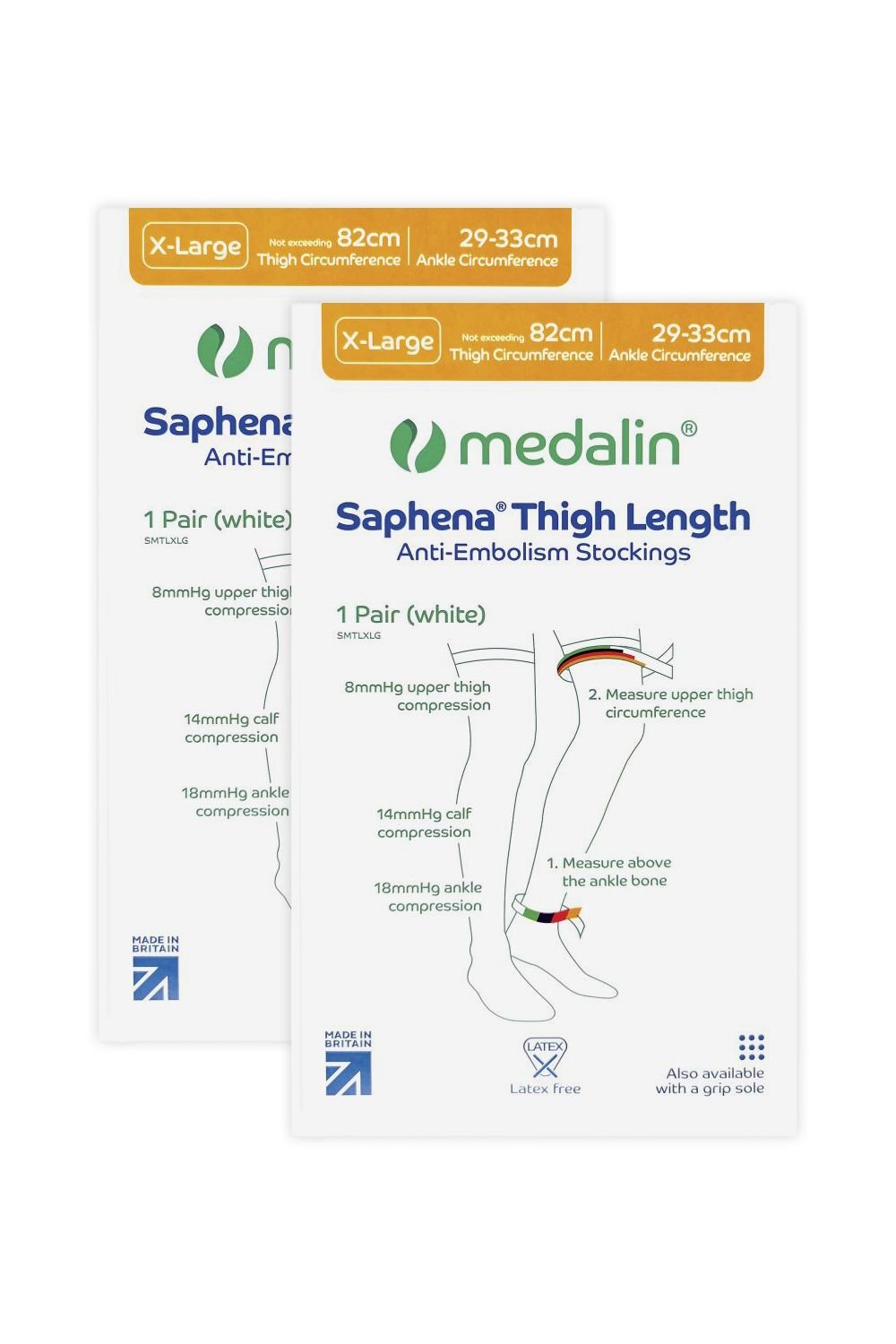 Medalin Medalin Men's 2 Pairs Anti-Embolism Thigh High Compression Medical Grade Stockings in White - 2