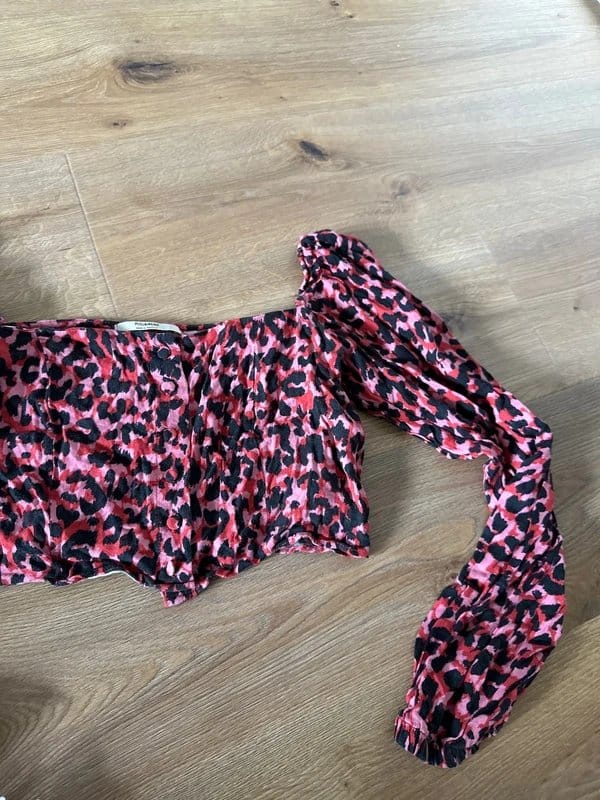 ASOS Pink/Black Leopard Print Crop Top