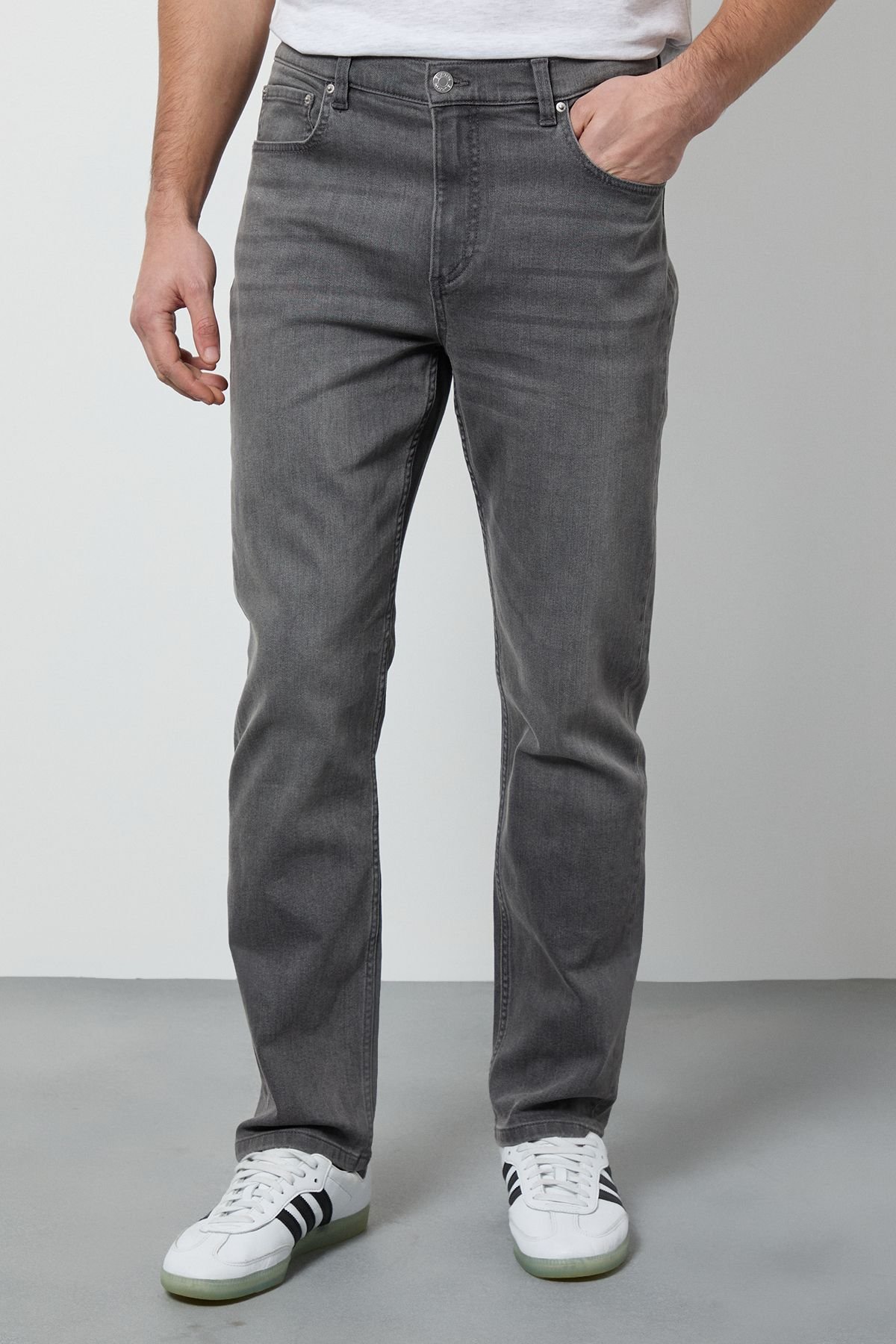 Burton Burton Men's Grey Stretch Straight Fit Jeans - 2