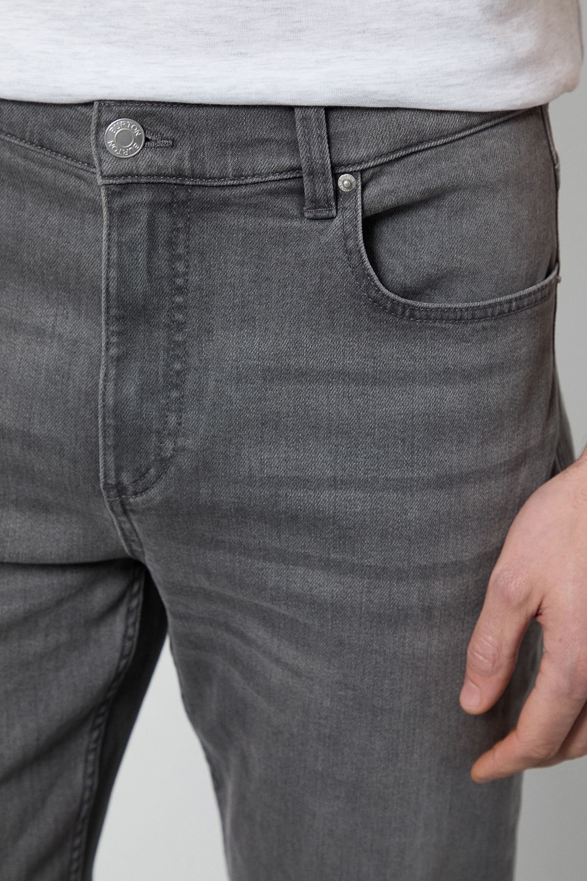 Burton Burton Men's Grey Stretch Straight Fit Jeans - 4