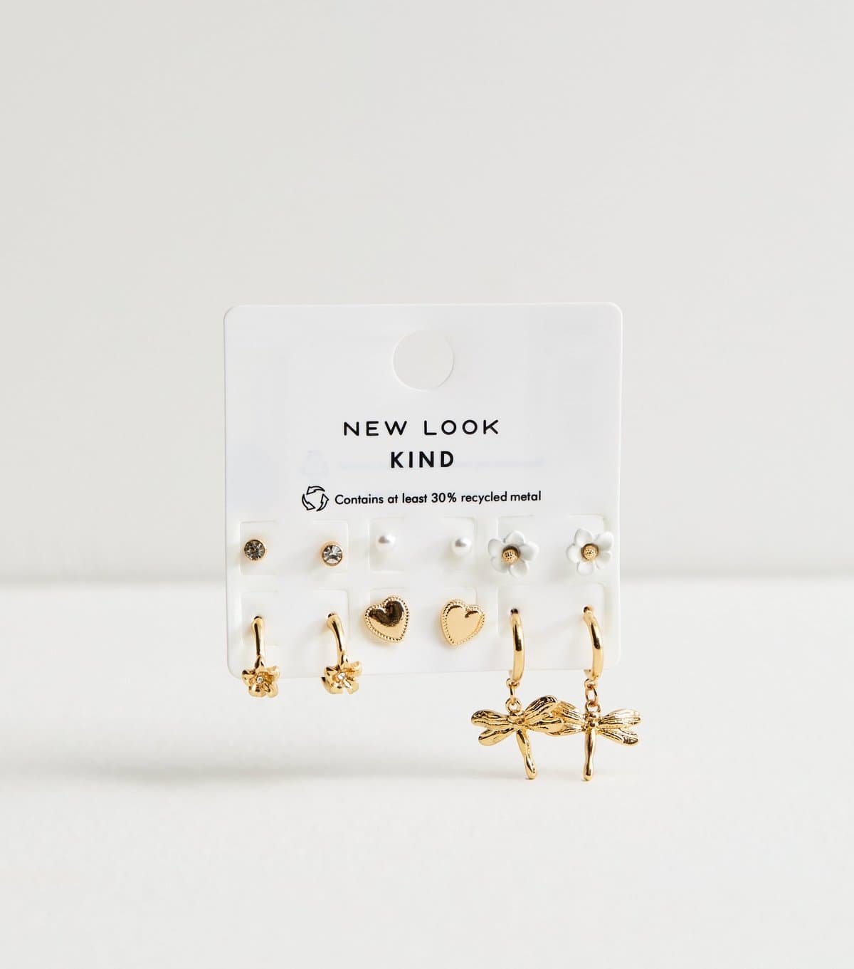 New Look Pack of 6 Gold Tone Assorted Stud and Hoop Earrings New Look