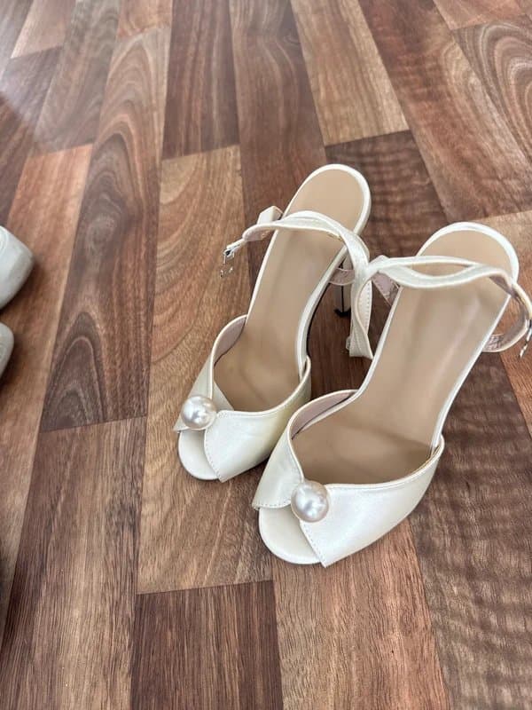 ASOS White satin heels
