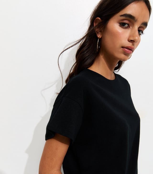 New Look Women's Premium Black Linen Rich Dip Back T-Shirt New Look - 2