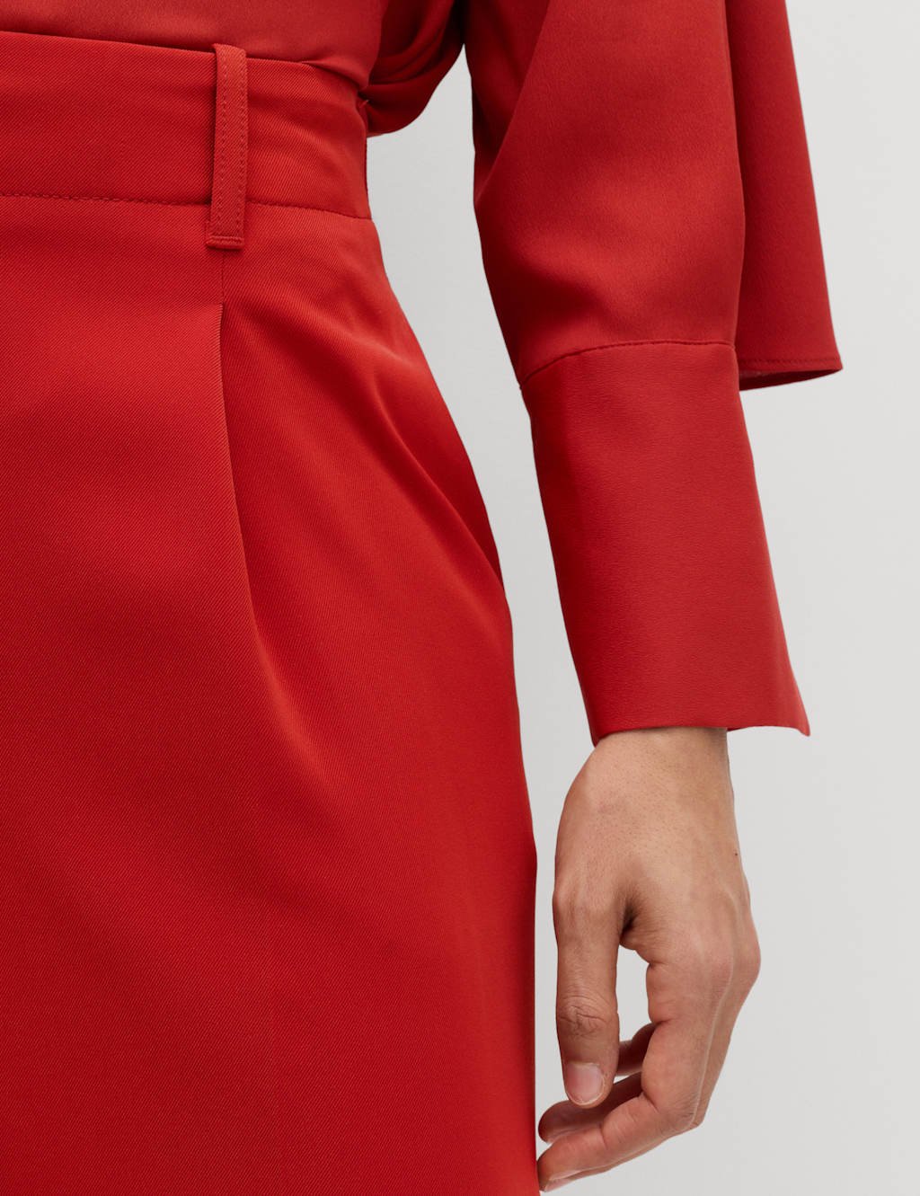 Marks & Spencer M&S Single Pleat Wide Leg Trousers Paprika - 3