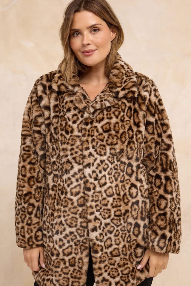 Evans Evans Women's Faux Fur Coat in Brown - 3