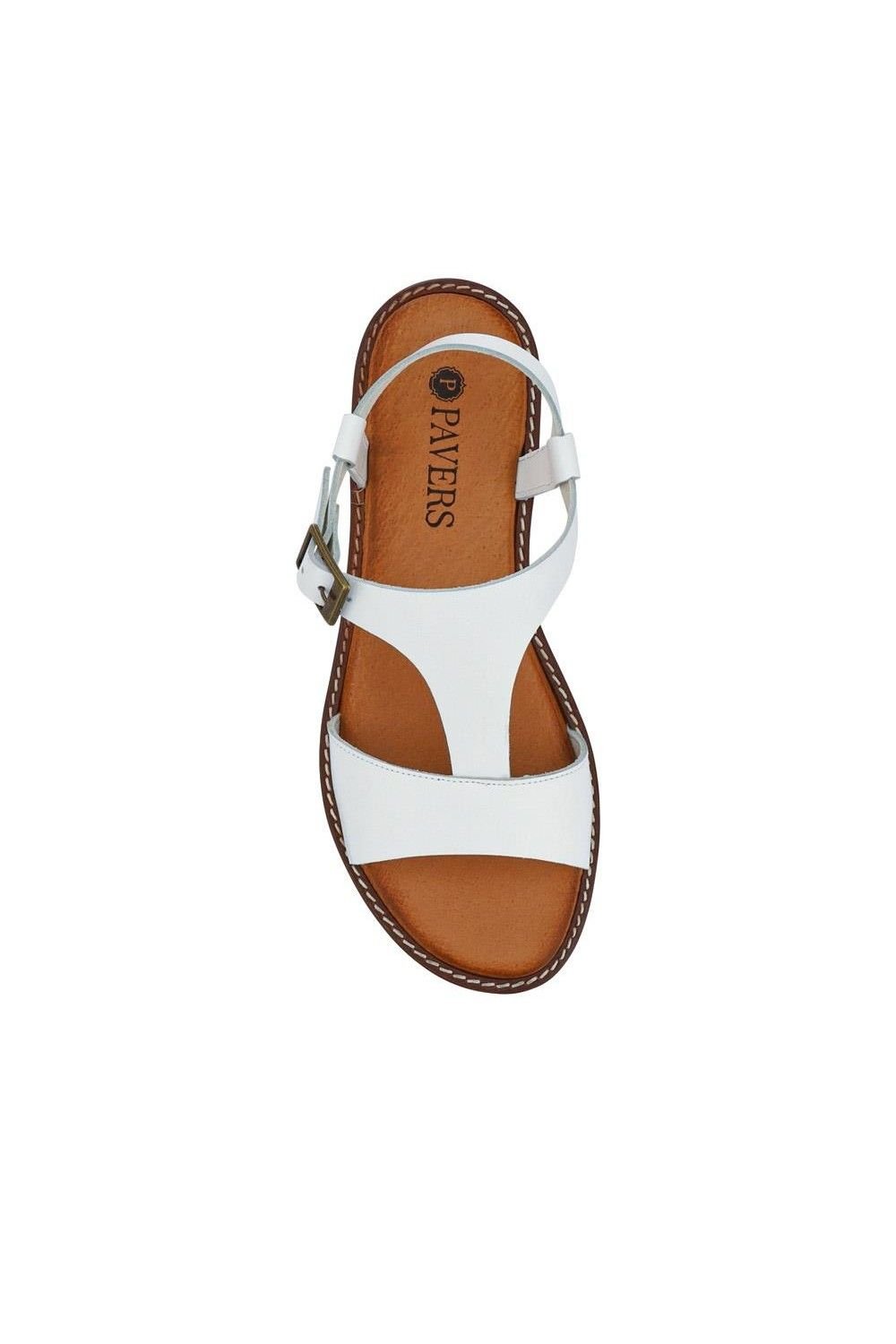 Pavers Pavers Women's All-Leather Buckled Sandals in White - 4