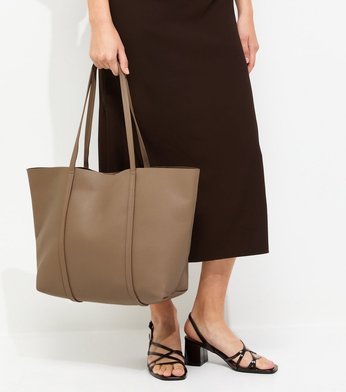 New Look Mink Grained Faux Leather Tote Bag Vegan New Look - 2