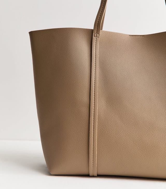 New Look Mink Grained Faux Leather Tote Bag Vegan New Look - 3