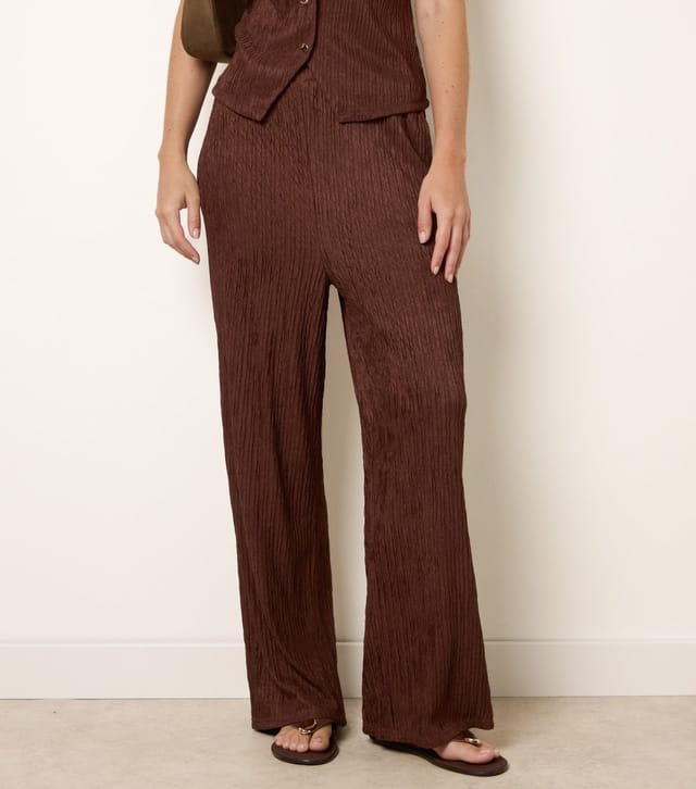 Blue Vanilla Women's Dark Brown Textured Trousers Blue Vanilla New Look - 2