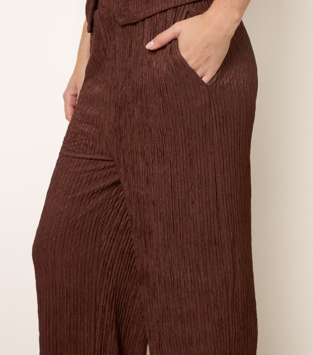 Blue Vanilla Women's Dark Brown Textured Trousers Blue Vanilla New Look - 3