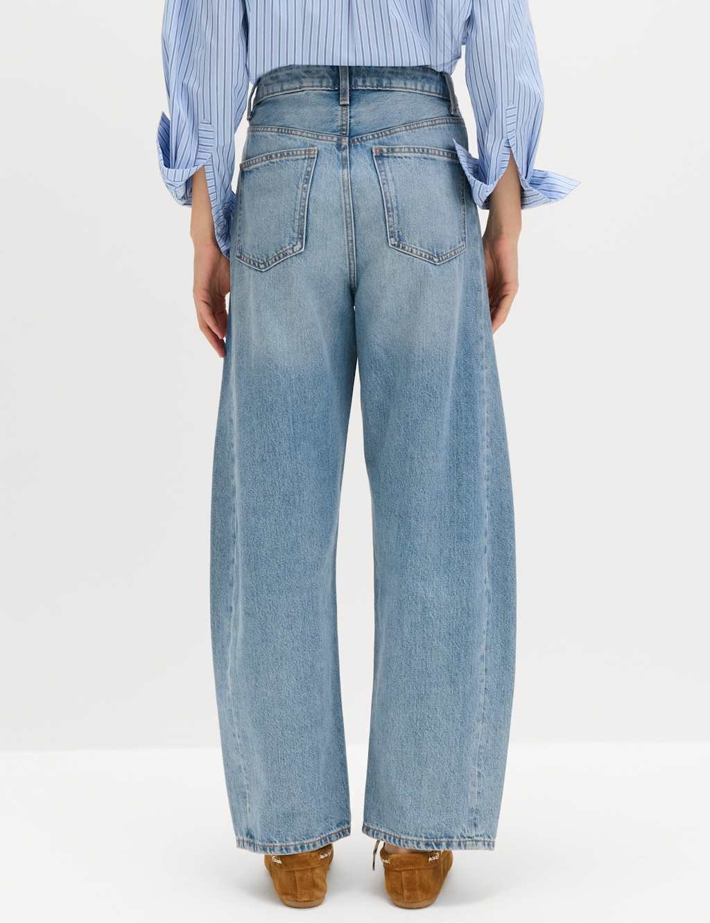 Marks & Spencer M&S Mid Rise Barrel Jeans Light Indigo - 2