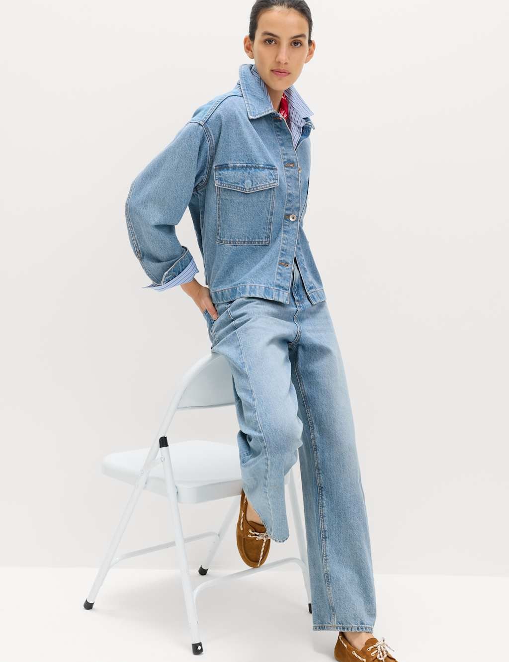 Marks & Spencer M&S Mid Rise Barrel Jeans Light Indigo - 3