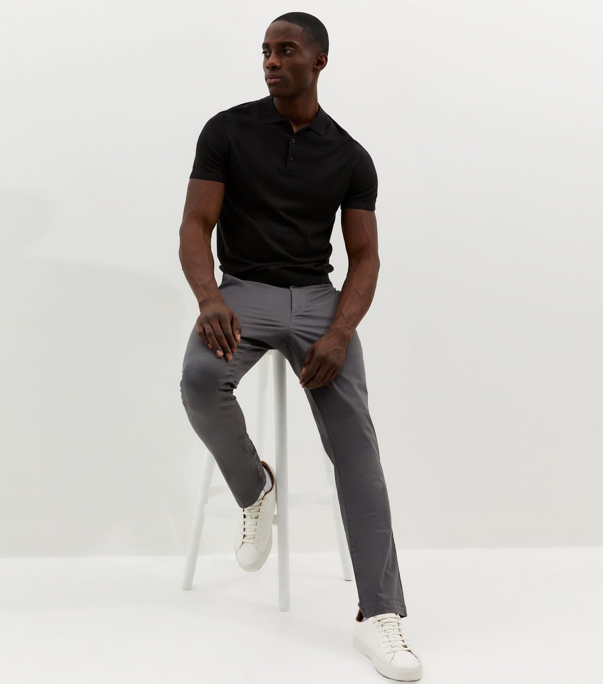 New Look Men's Dark Grey Straight Chino Trousers New Look