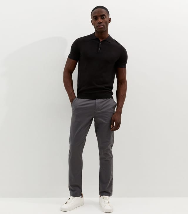 New Look Men's Dark Grey Straight Chino Trousers New Look - 3