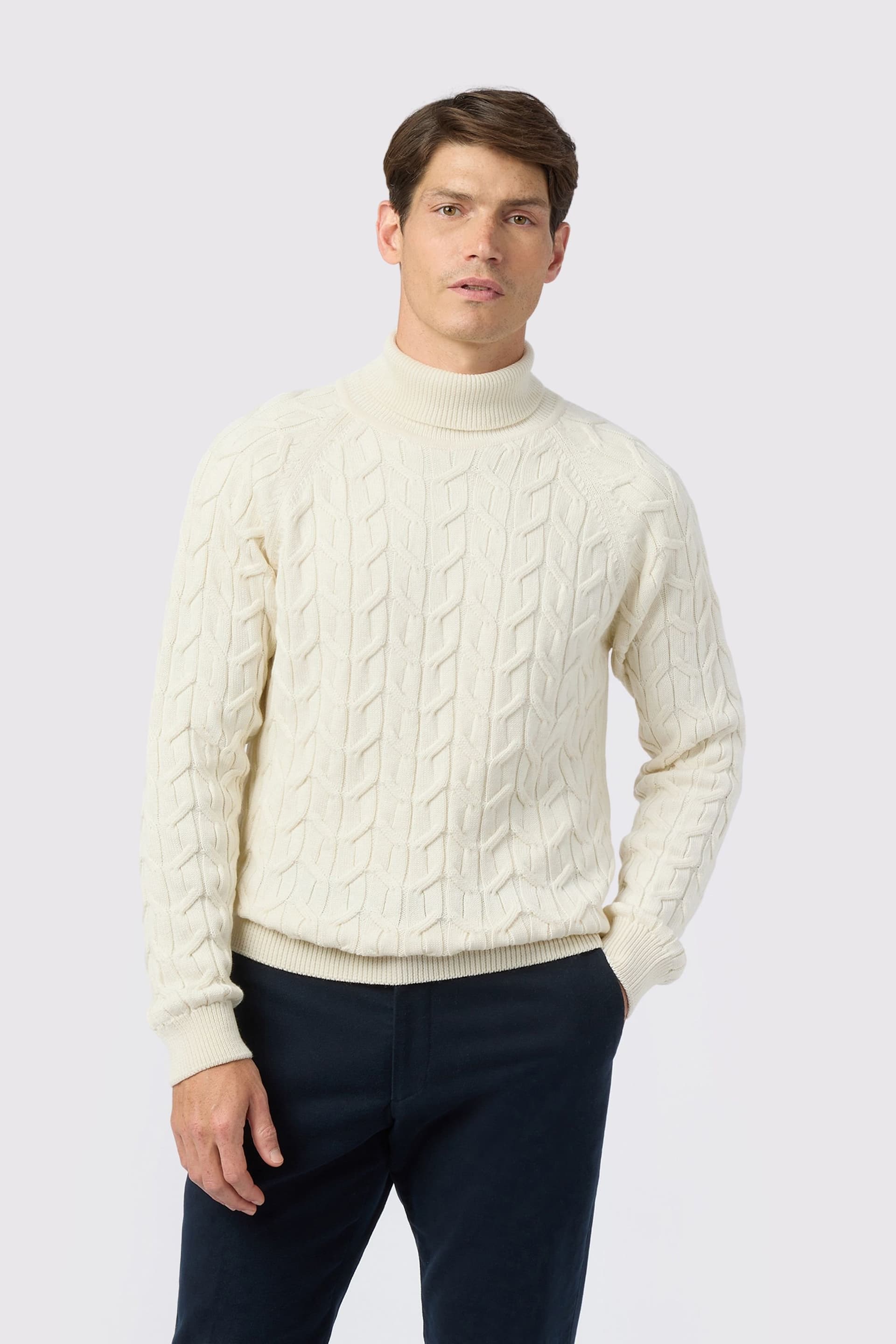 Melka Melka Men's Cable Knit Jumper in Ecru