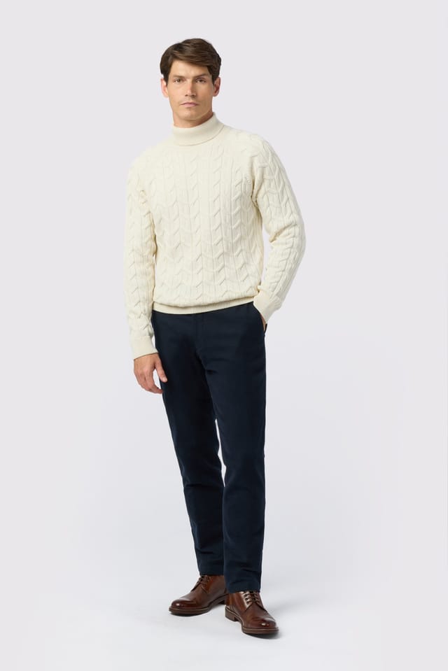 Melka Melka Men's Cable Knit Jumper in Ecru - 2
