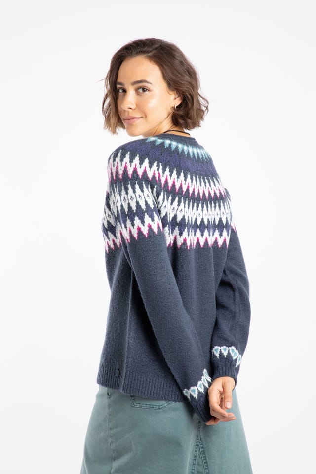 Weird Fish Weird Fish Women's Hatty Fair Isle Cardigan in Navy - 3