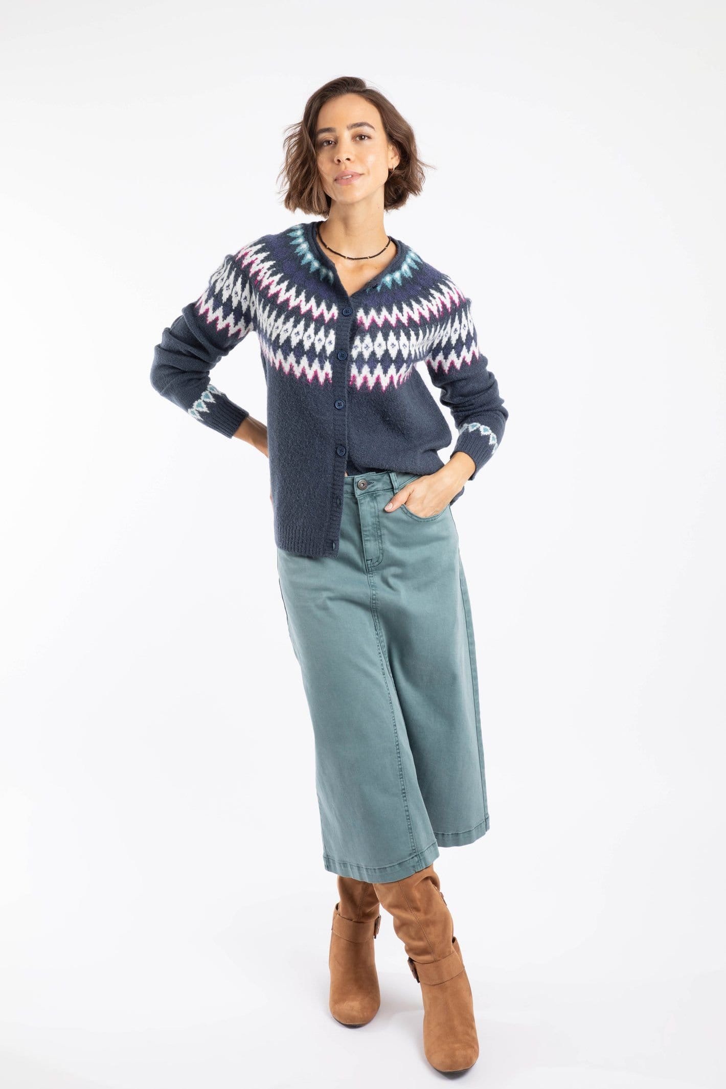 Weird Fish Weird Fish Women's Hatty Fair Isle Cardigan in Navy - 4