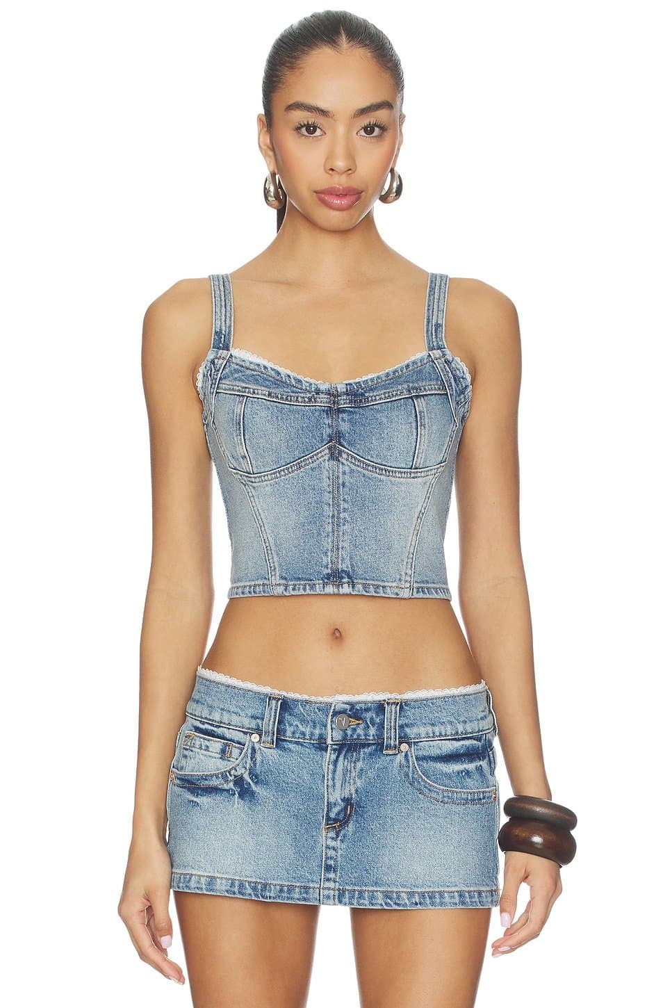 revolve Revolve Cropped Denim Bodice Top in Selena
