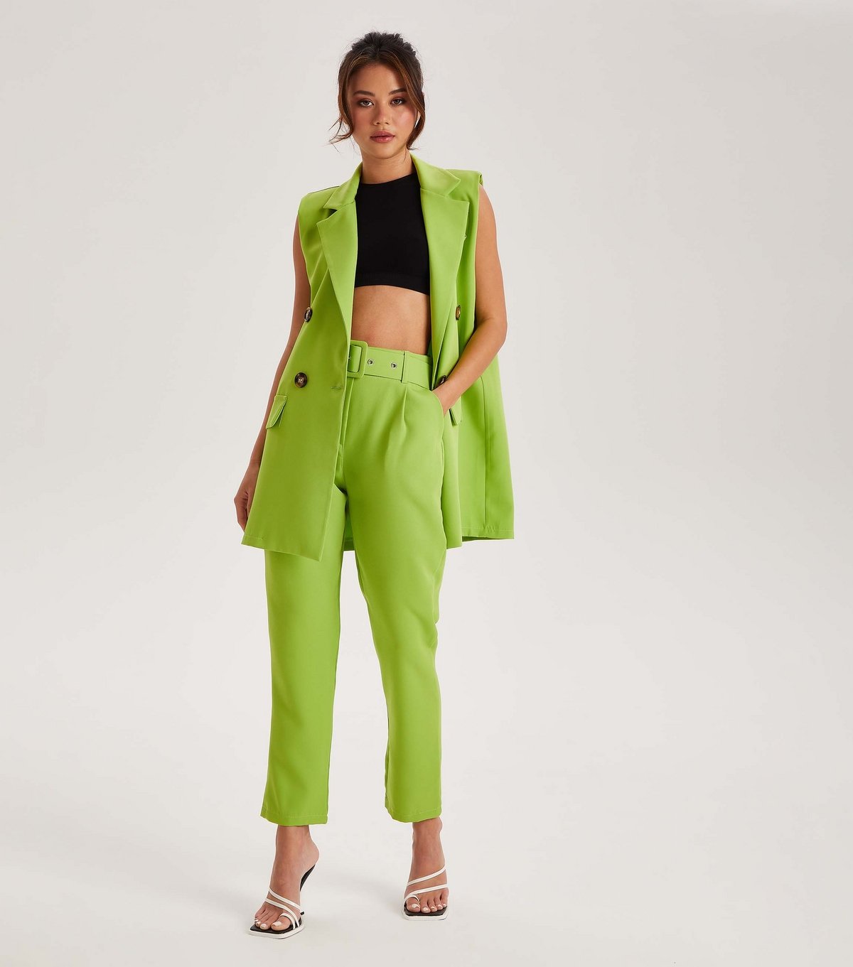 Urban Bliss Women's Light Green Belted Tailored Trousers Urban Bliss New Look - 1
