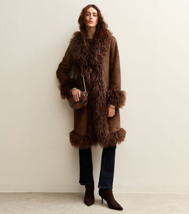 New Look Women's Tan Faux Shearling Coat New Look - 3