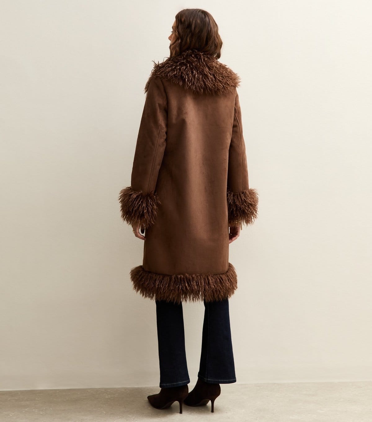 New Look Women's Tan Faux Shearling Coat New Look - 4