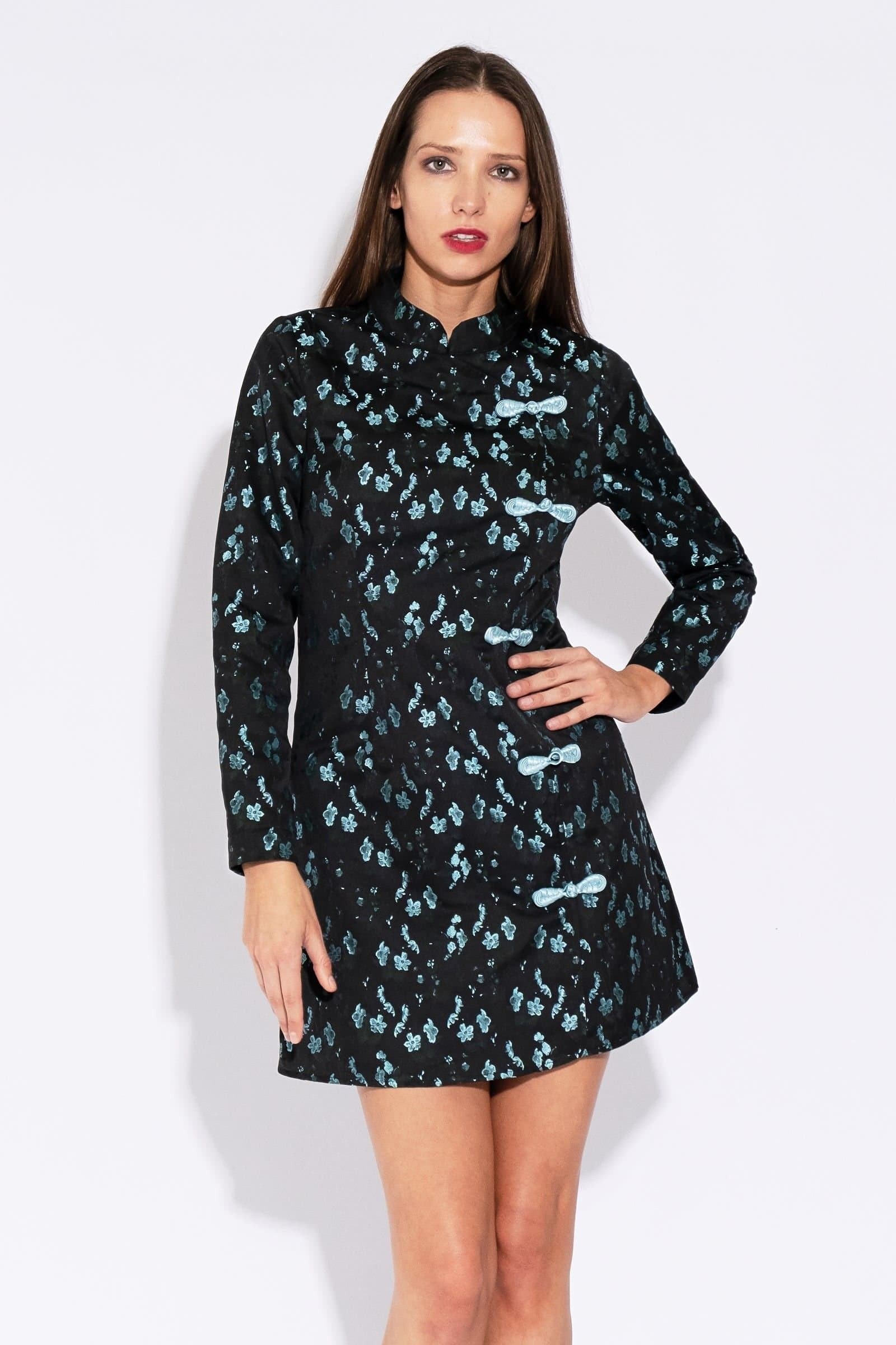 Louche Louche Women's Jun Shanghai Brocade Mini Dress in Black
