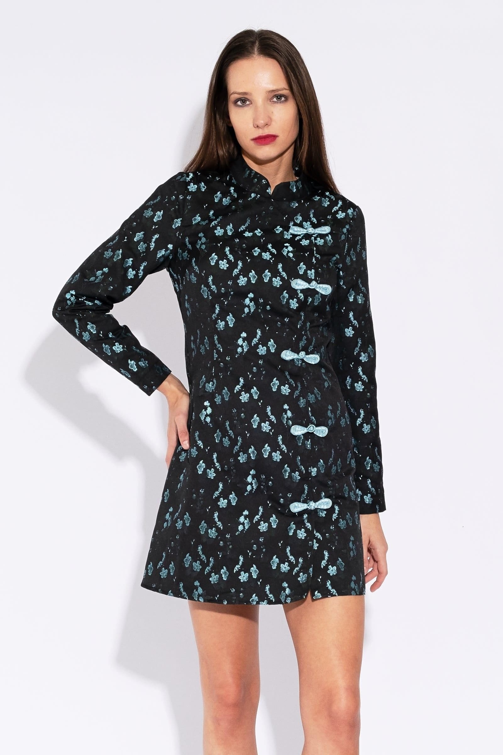 Louche Louche Women's Jun Shanghai Brocade Mini Dress in Black - 4