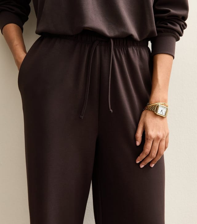 New Look Women's Brown Jersey Wide Leg Drawstring Waist Joggers New Look - 2