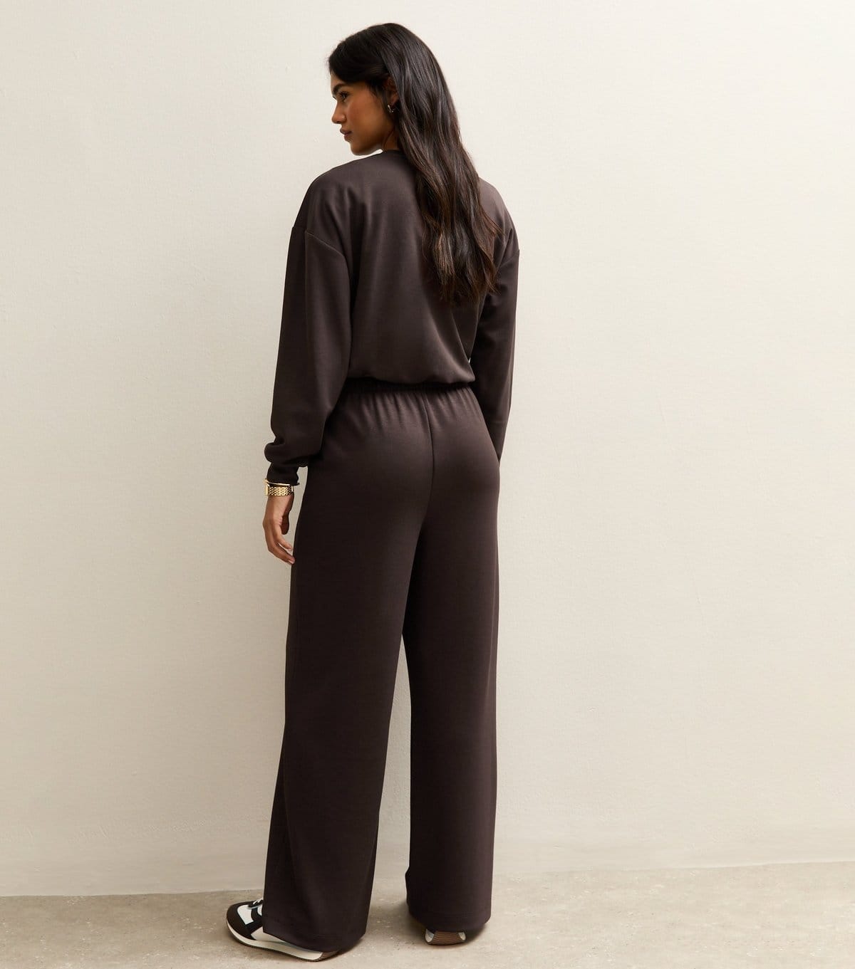 New Look Women's Brown Jersey Wide Leg Drawstring Waist Joggers New Look - 4