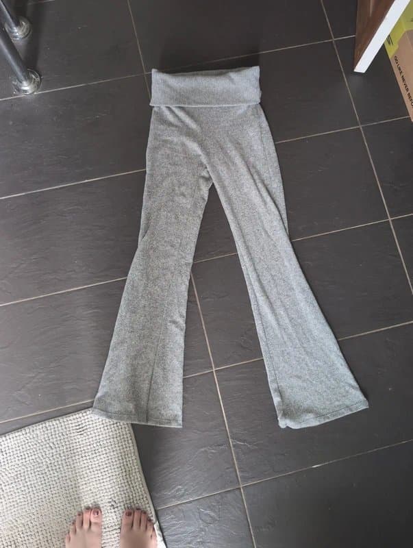 Bershka Fold over leggings grey knitted flares