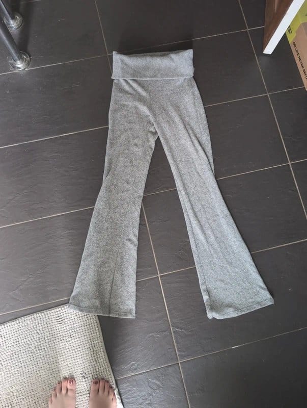Bershka Grey Knitted Flare Trousers