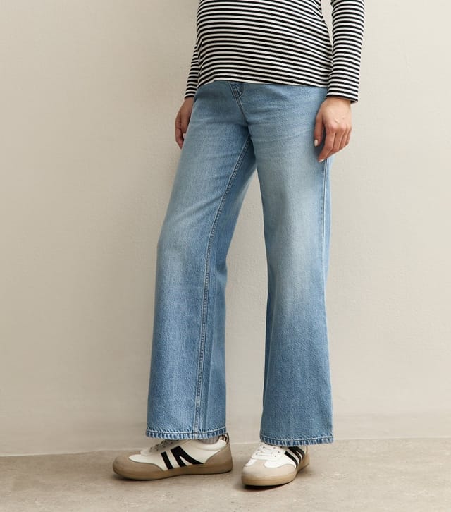 New Look Women's Maternity Light Blue Over Bump Adalae Wide Leg Jeans New Look - 2