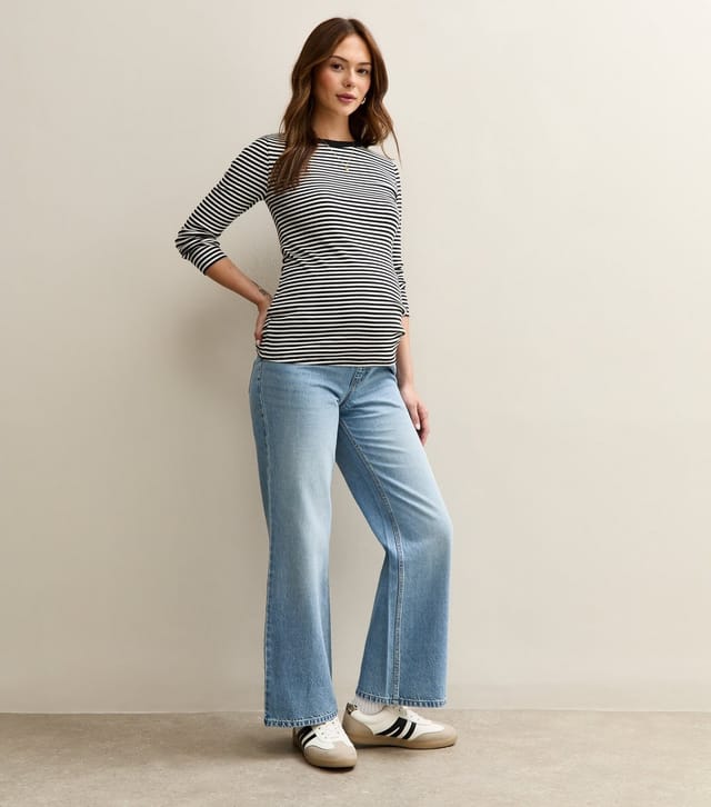 New Look Women's Maternity Light Blue Over Bump Adalae Wide Leg Jeans New Look - 3