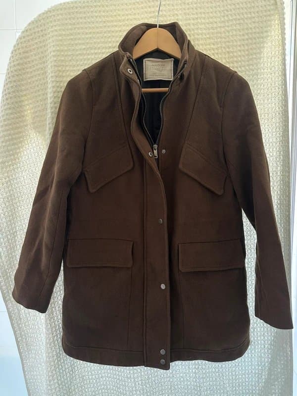 Zara Man Zara man brown military style utility varsity bomber jacket zip up size xs