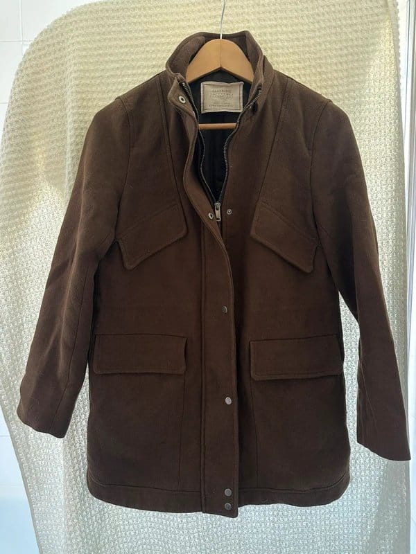 Zara Man Brown Military Varsity Bomber Jacket