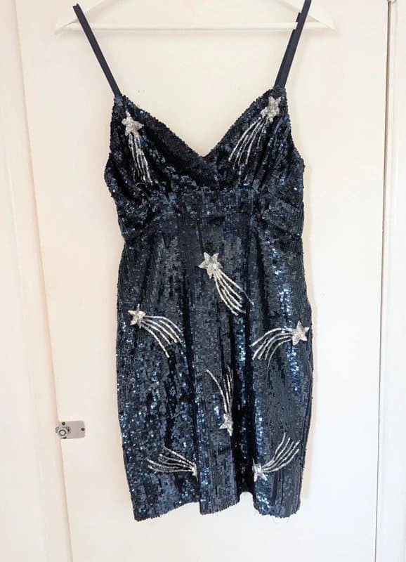 Topshop Topshop Navy Blue Sequin Shooting Star Embellished Mini Dress UK 10