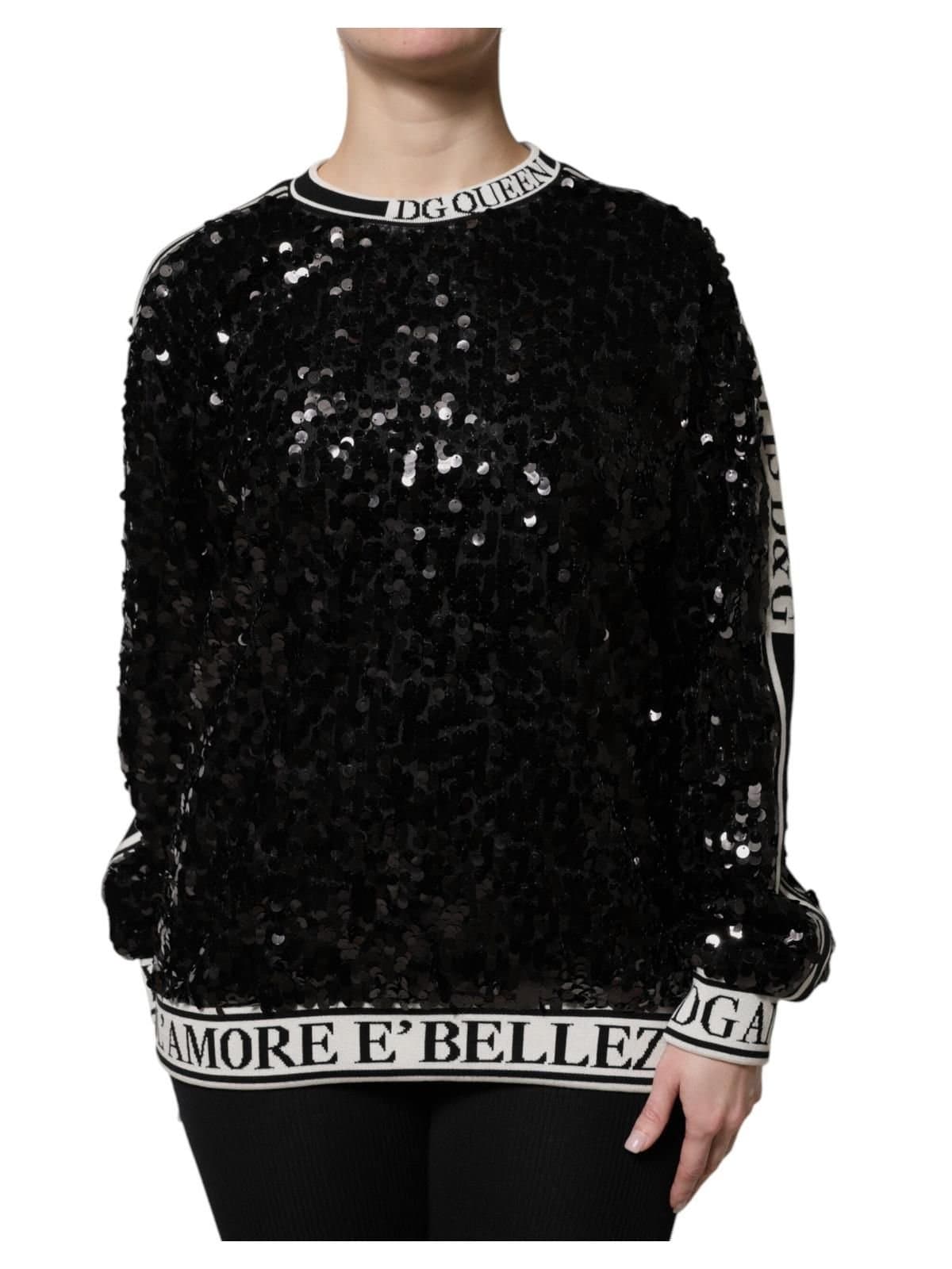 Dolce & Gabbana Dolce & Gabbana Women's Black DG Queen Sequin Pullover Sweater