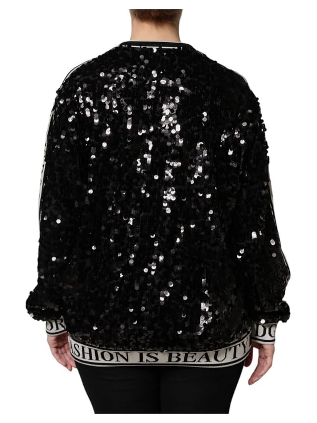 Dolce & Gabbana Dolce & Gabbana Women's Black DG Queen Sequin Pullover Sweater - 3