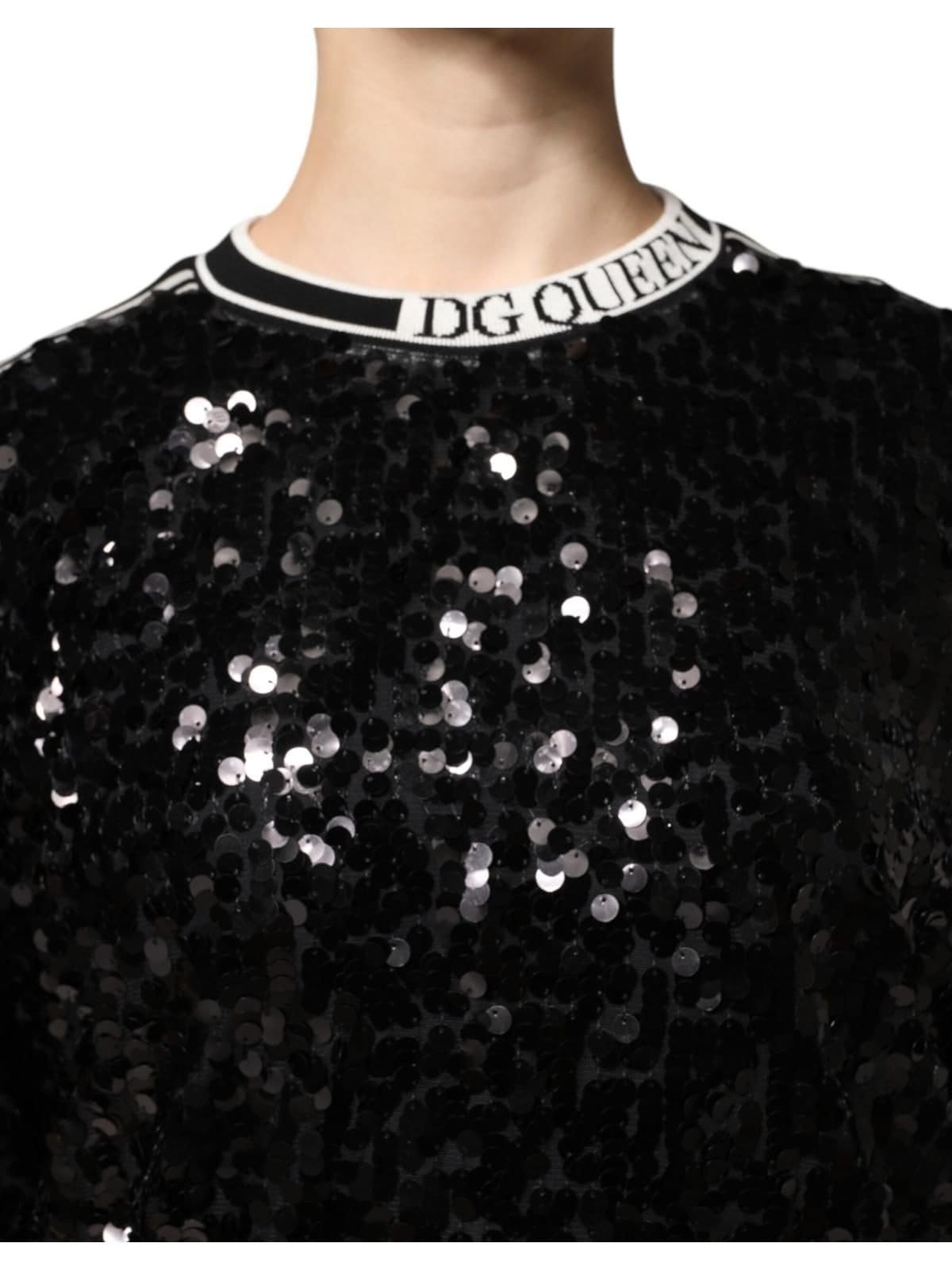 Dolce & Gabbana Dolce & Gabbana Women's Black DG Queen Sequin Pullover Sweater - 4