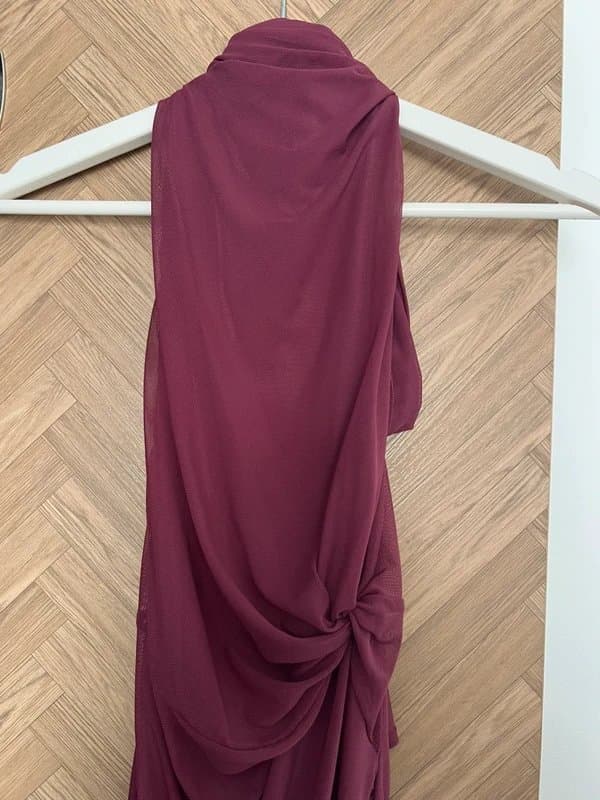 ASOS Asos design burgundy purple halter neck tie back maxi dress