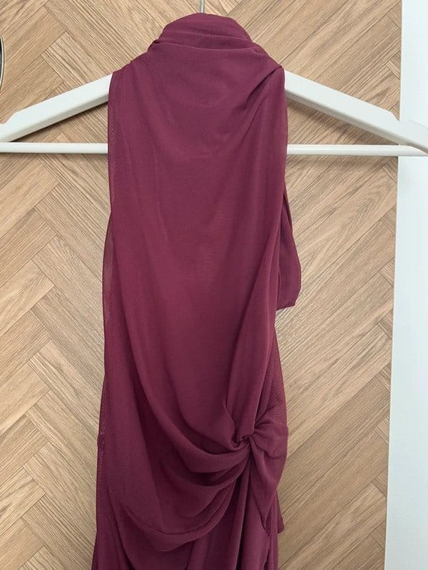 Asos Design Burgundy Purple Halter Neck Tie Back Maxi Dress