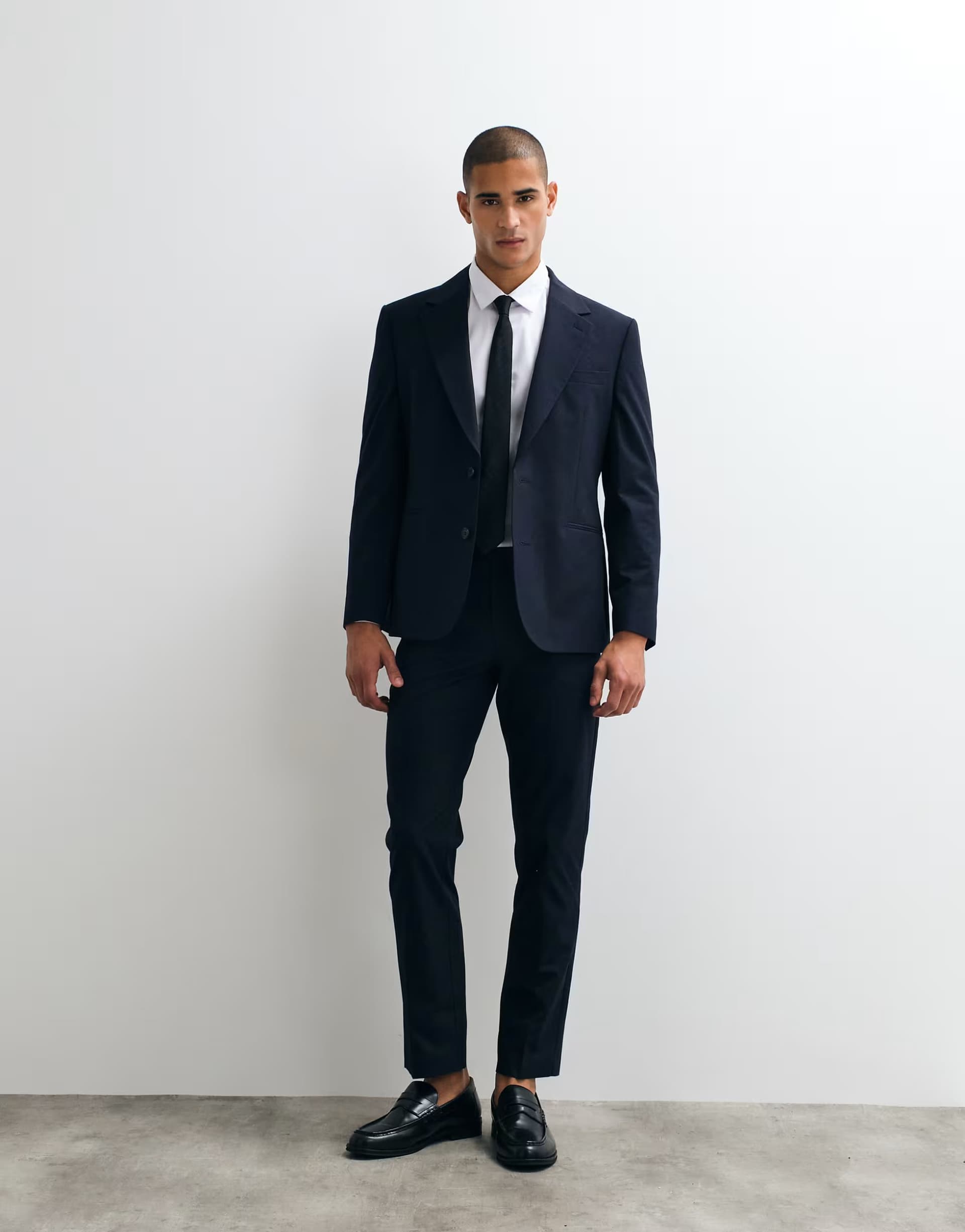 ASOS ASOS DESIGN slim suit trouser in navy chevron jacquard