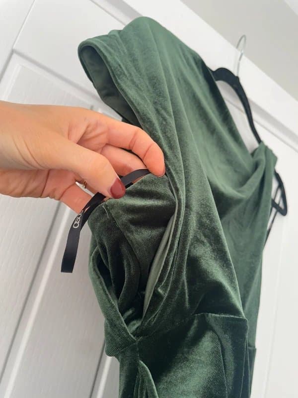 ASOS ASOS velvet green asymmetric midi dress