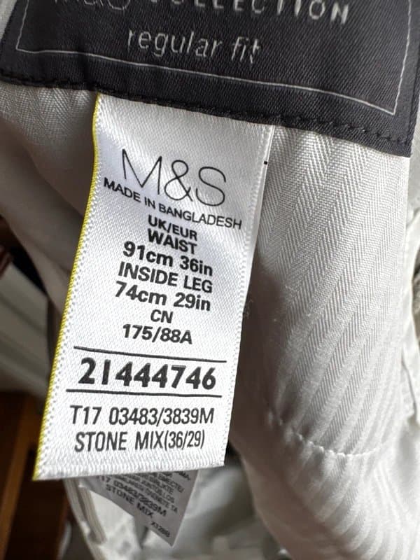 Marks & Spencer Marks & Spencer Regular Fit Grey Suit Trousers W36 L29 Men’s Formal Workwear