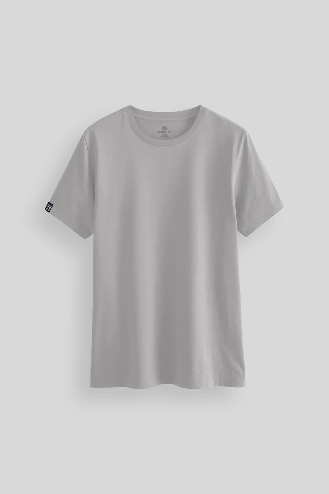 Tommy Life Tommy Life Men's Cotton Elastane Crew Neck T-Shirt in Mid Grey