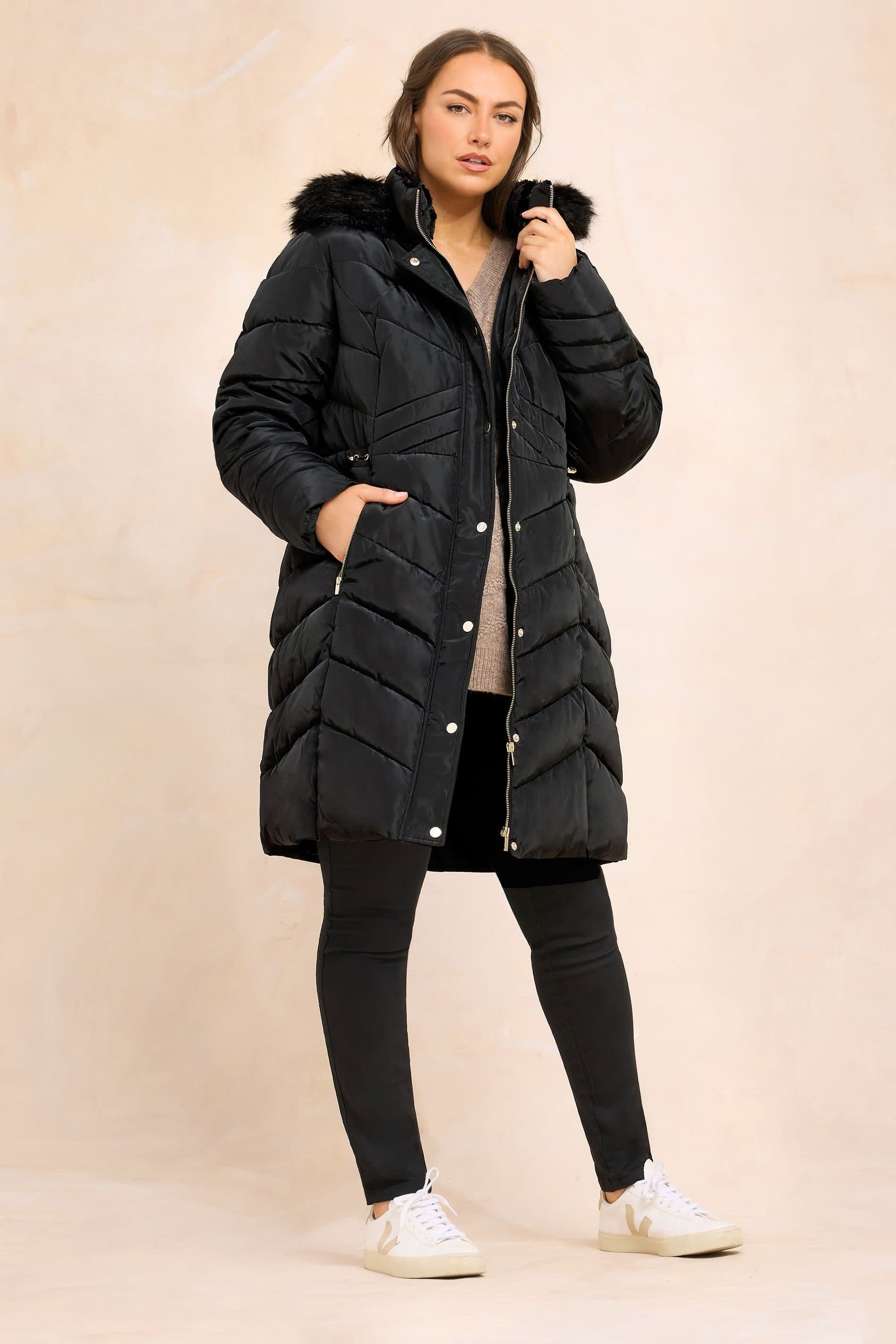 Evans Evans Women's Padded Parka Coat in Black