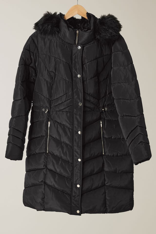Evans Evans Women's Padded Parka Coat in Black - 2